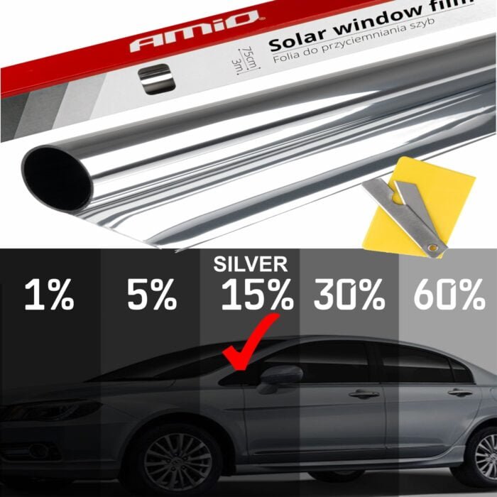 Folie tip oglinda pentru geamuri Silver 0.5x3m(15%) - imagine 1