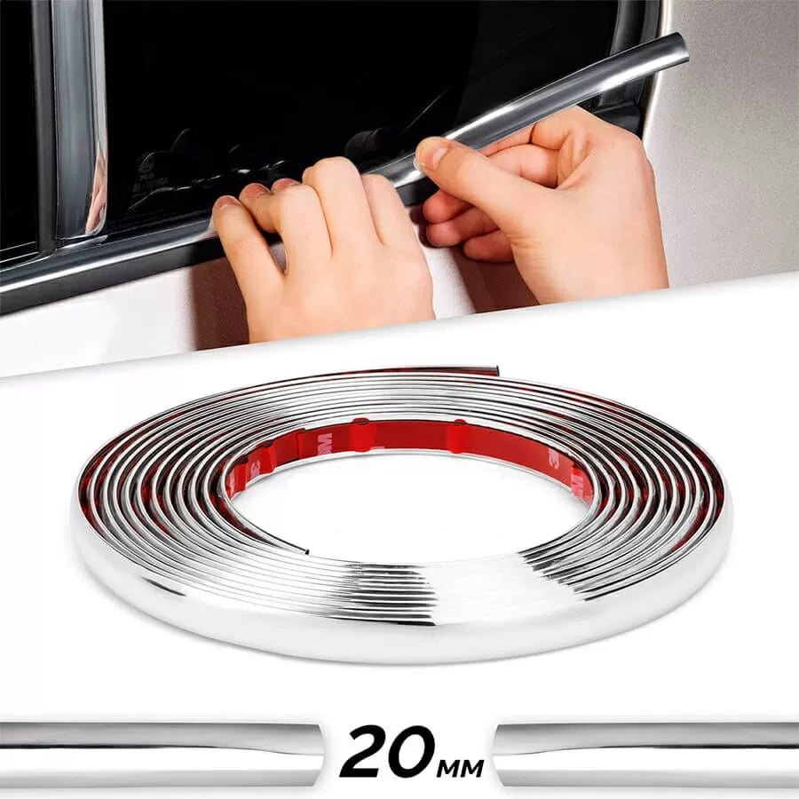 030520246634ac5e3bccf.jpeg Rola Ornament autoadeziv, 20mm x 15m, culoare Crom SILVER - imagine 1