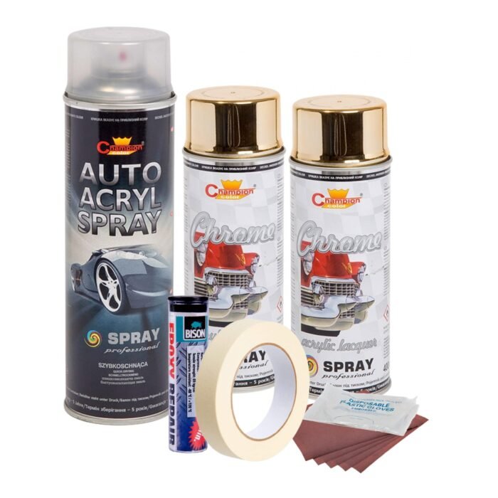 Kit complet reparatie si vopsire jante culoare Auriu Metalic, V2 - imagine 1
