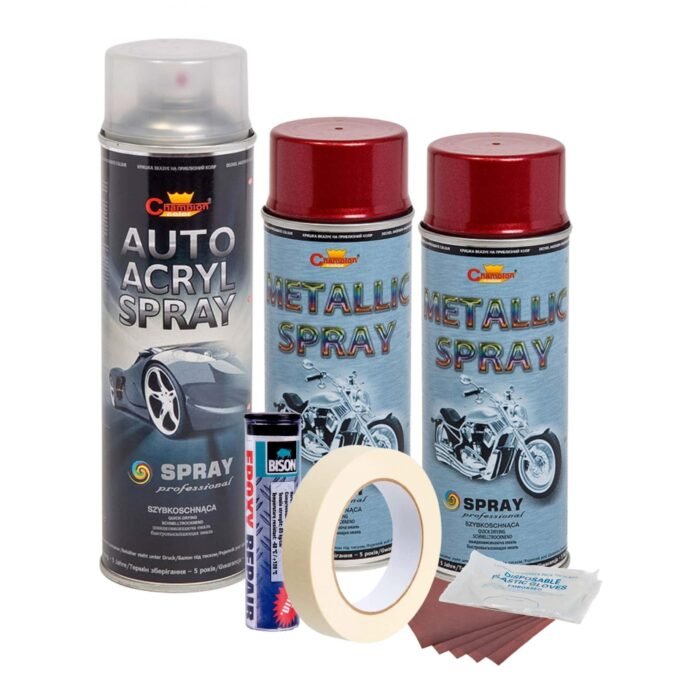 Kit complet reparatie si vopsire jante culoare Rosu Burgundy Metalizat, V2 - imagine 1