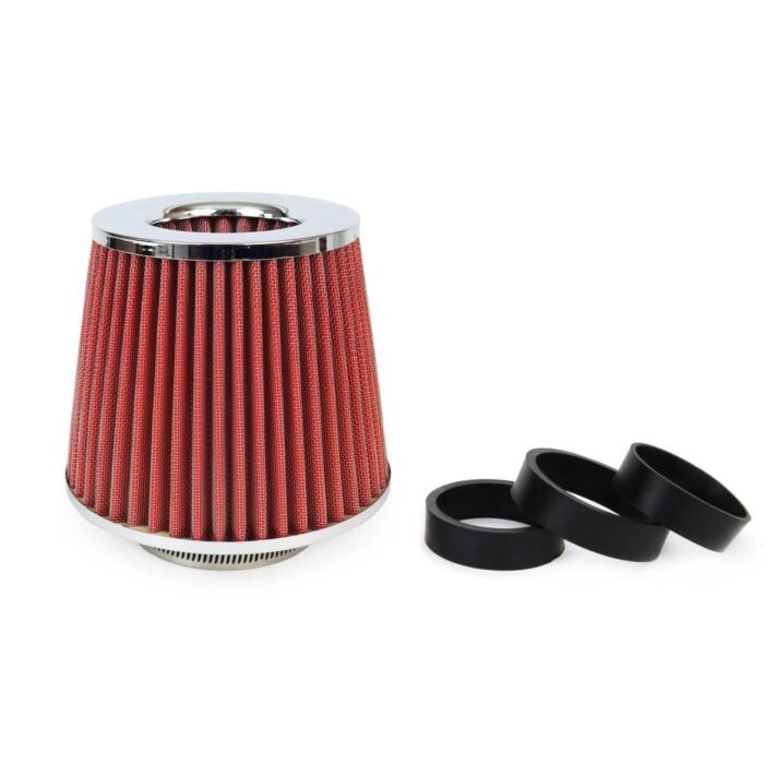 Filtru de aer conic rosu + chrome cu 3 adaptoare - imagine 1
