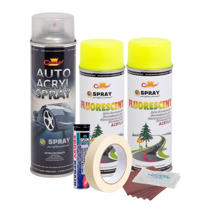 Kit complet reparatie si vopsire jante culoare Galben Fluorescent, V2 - imagine 1