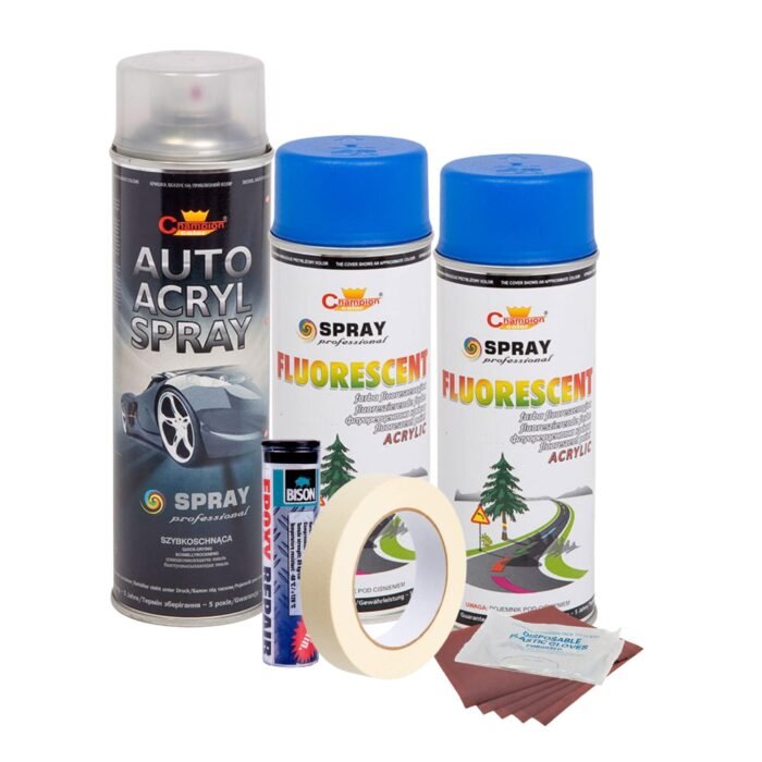 Kit complet reparatie si vopsire jante culoare Albastru Fluorescent, V2 - imagine 1