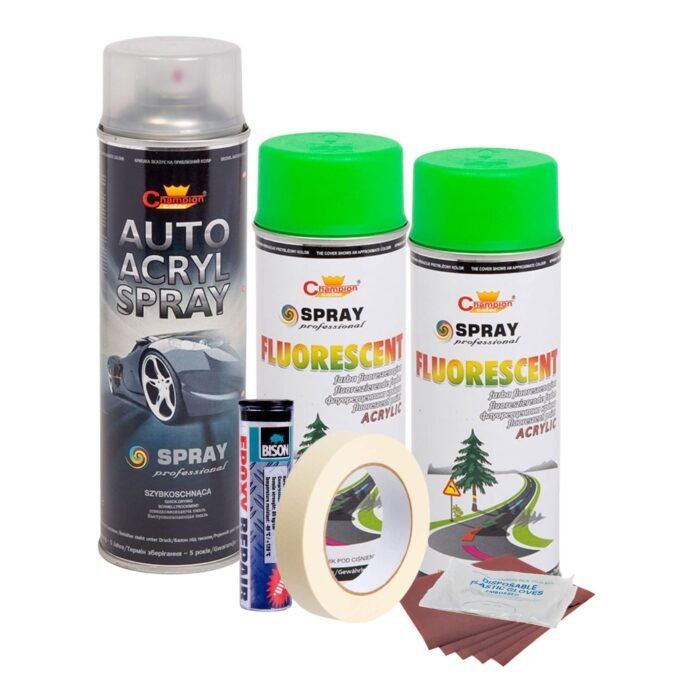 Kit complet reparatie si vopsire jante culoare Verde Fluorescent, V2 - imagine 1