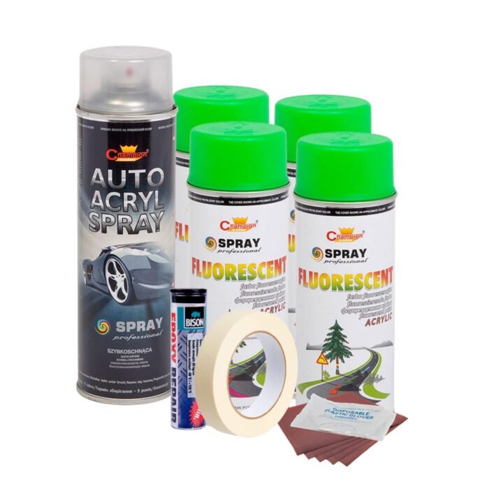 Kit complet reparatie si vopsire jante culoare Verde Fluorescent, V4 - imagine 1