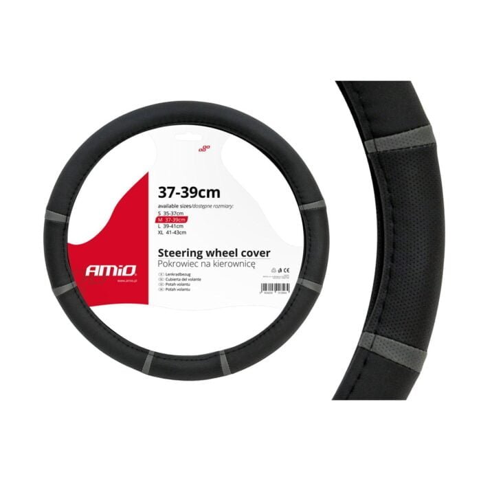 Husa volan negru + dungi gri SWC-06-M (37-39cm) - imagine 1