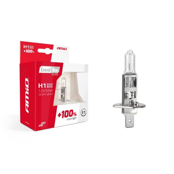 Set becuri cu halogen H1 12V 55W LumiTec SILVER + 100% DUO BOX - imagine 1