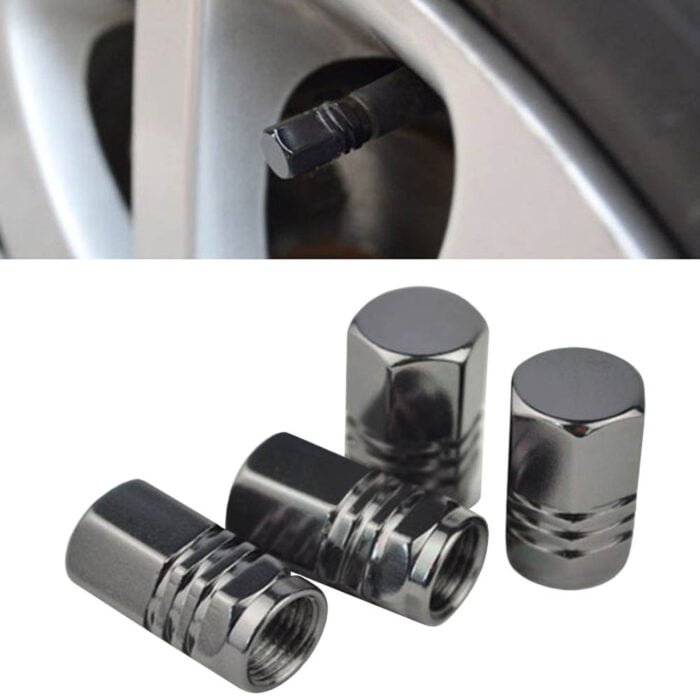 Set capacele auto pentru ventil hexagon negru 4 buc - imagine 1