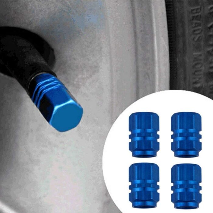 Set capacele auto pentru ventil hexagon albastru 4 buc - imagine 1