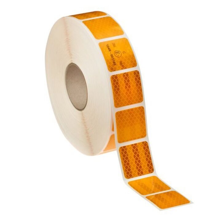 Banda reflectorizanta adeziva intrerupta pentru prelate - GALBENA (rola 5cm x 45m) - imagine 1