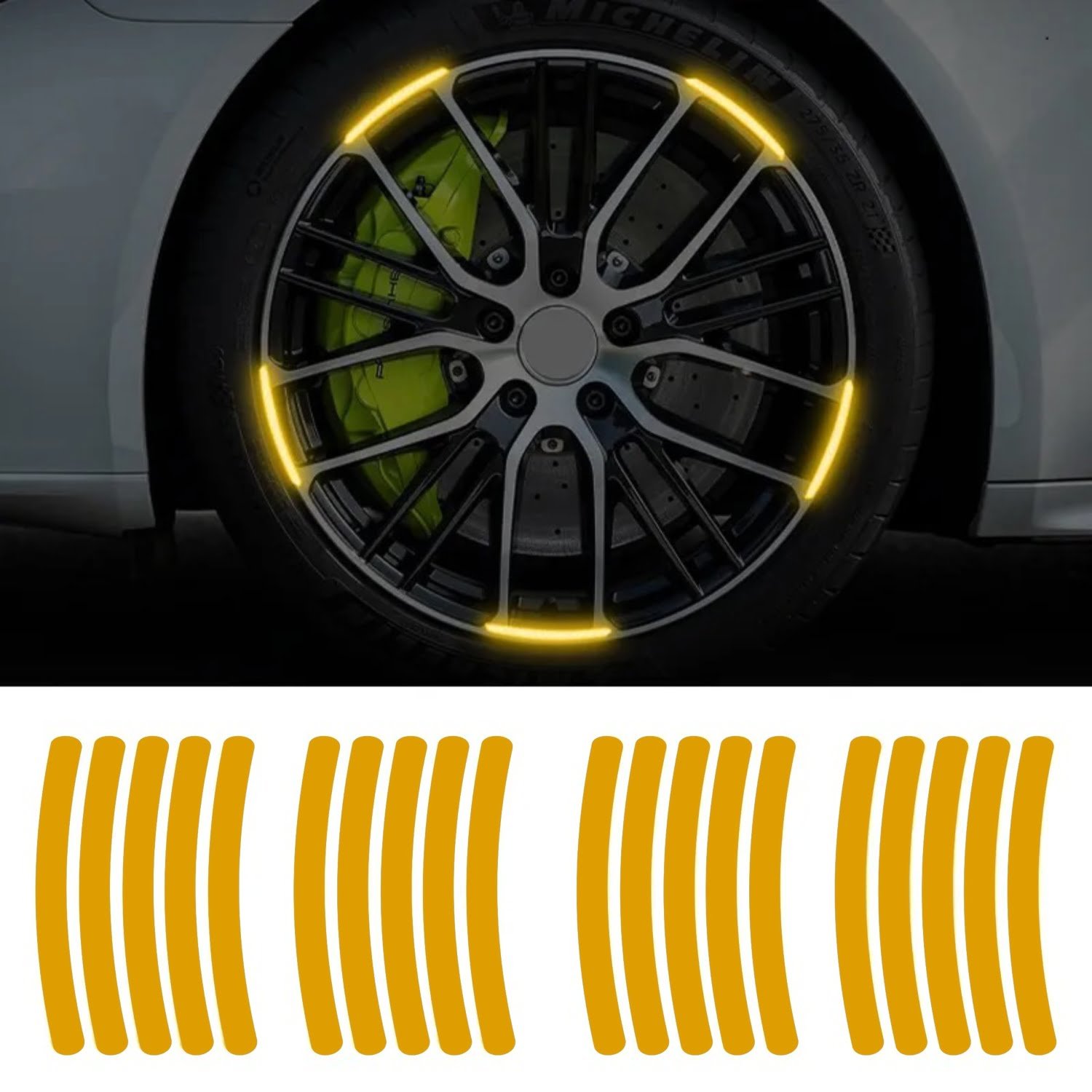 030520246634f79805807.jpeg Set 20 bucati Elemente Reflectorizante "Wheel Arch" pentru autoturisme, biciclete, motociclete, atv-uri, scutere, culoare Orange - imagine 1