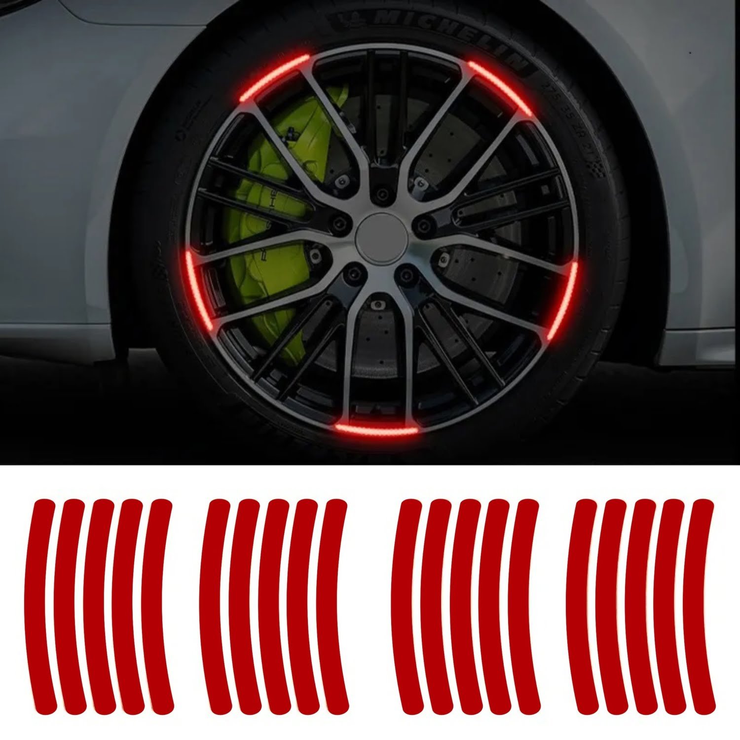 030520246634f79b049eb.jpeg Set 20 bucati Elemente Reflectorizante "Wheel Arch" pentru autoturisme, biciclete, motociclete, atv-uri, scutere, culoare Rosie - imagine 1