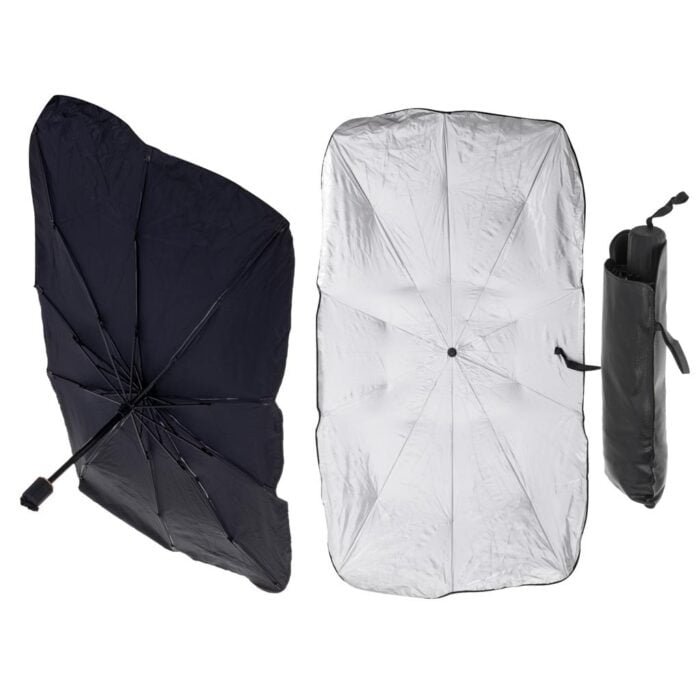 Parasolar Auto tip umbrela pentru parbriz, dimensiune 65 x 110 cm, culoare neagra - imagine 1