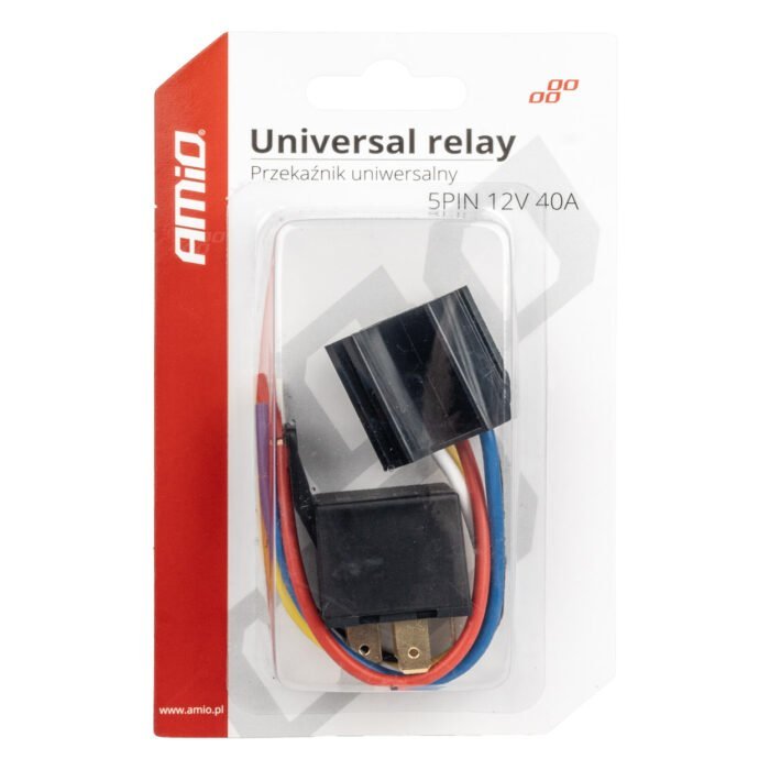 Releu auto cu 5 pini, 12V, 40A + Mufa releu cu cabluri - imagine 1