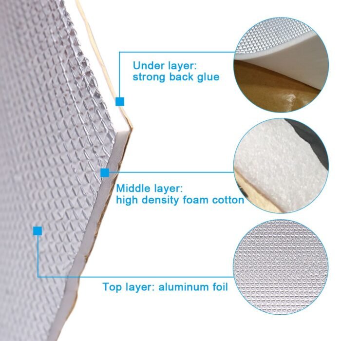Material insonorizare auto cu strat din aluminiu, dimensiune 100cm x 100 cm x 6mm - imagine 5