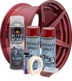 Kit complet reparatie si vopsire jante culoare Rosu Burgundy Metalizat, V2 - imagine 3