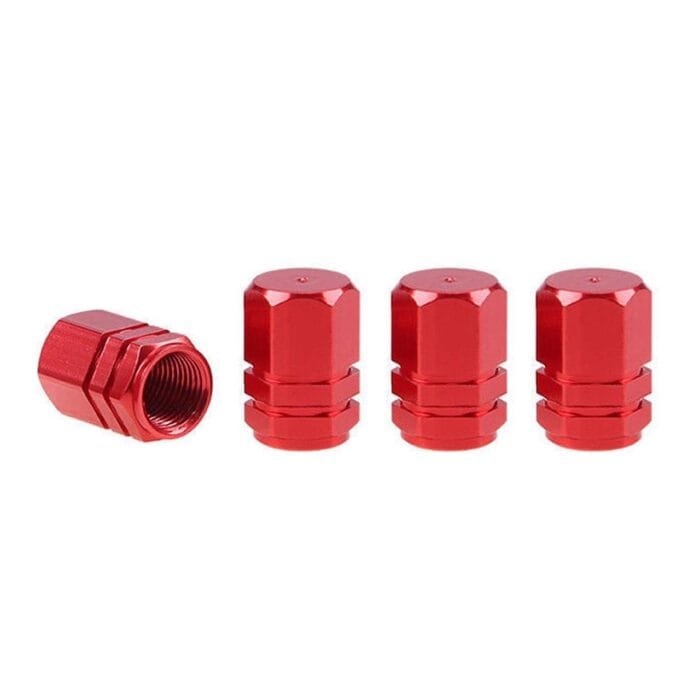 Set capacele auto pentru ventil hexagon rosu 4 buc - imagine 3
