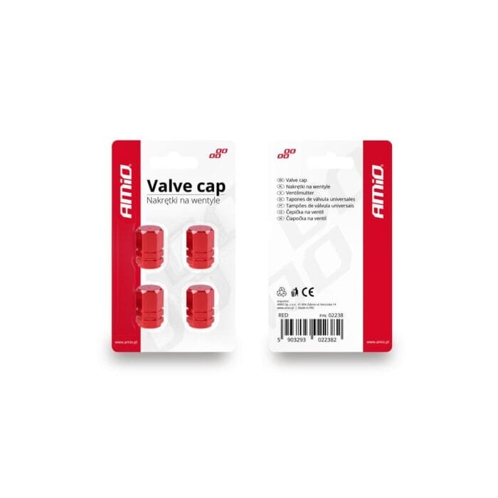 Set capacele auto pentru ventil hexagon rosu 4 buc - imagine 5