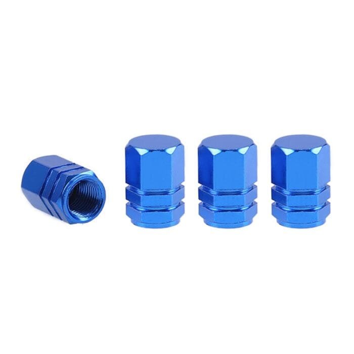 Set capacele auto pentru ventil hexagon albastru 4 buc - imagine 3
