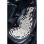 Husa auto cu bile de masaj din lemn (alb cu negru) - imagine 3