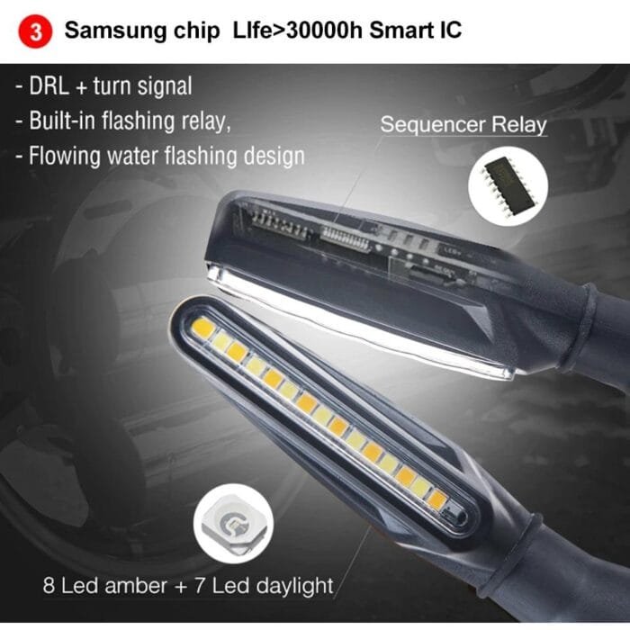 Set 2 lampi Semnalizare Moto SECVENTIALA, cu 2 functii, pozitie si semnalizare, AVX-ZD59B - imagine 7