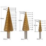 dimensiuni 3 burghie in trepte