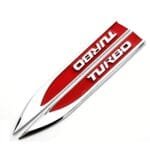 Set 2 embleme auto metalice TURBO, reliefate 3D, dimensiune 14.6 x 1,8 cm - imagine 3