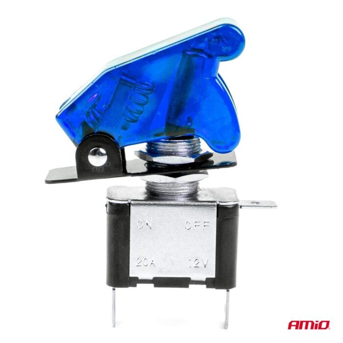 Comutator iluminat (intrerupator) cu protectie, destinatie auto, moto, ATV, SSV, Off-Road, model "TOP GUN", tensiune 12V - 24V, culoare Albastra - imagine 4