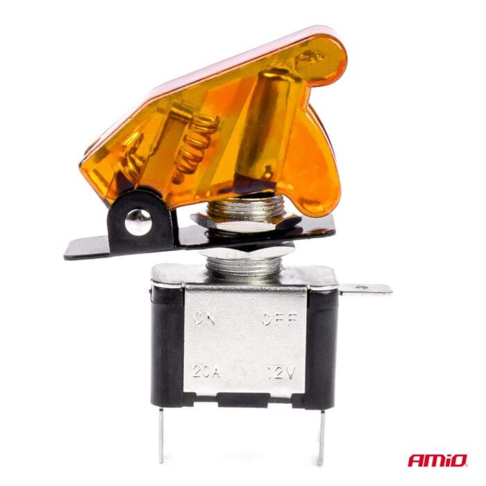 Comutator iluminat (intrerupator) cu protectie, destinatie auto, moto, ATV, SSV, Off-Road, model "TOP GUN", tensiune 12V - 24V, culoare Orange - imagine 3