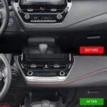 Banda decorativa pentru interiorul vehiculului, lungime 2m, din piele ecologica, culoare Neagra + cusatura Rosie - imagine 5