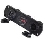 Priza de Bricheta Universala, etansa, cu Voltmetru si incarcare 2 x USB, pentru vehicule offroad, ATV, SSV, quad, moto sau utilaje agricole, alimentare 12V - imagine 3