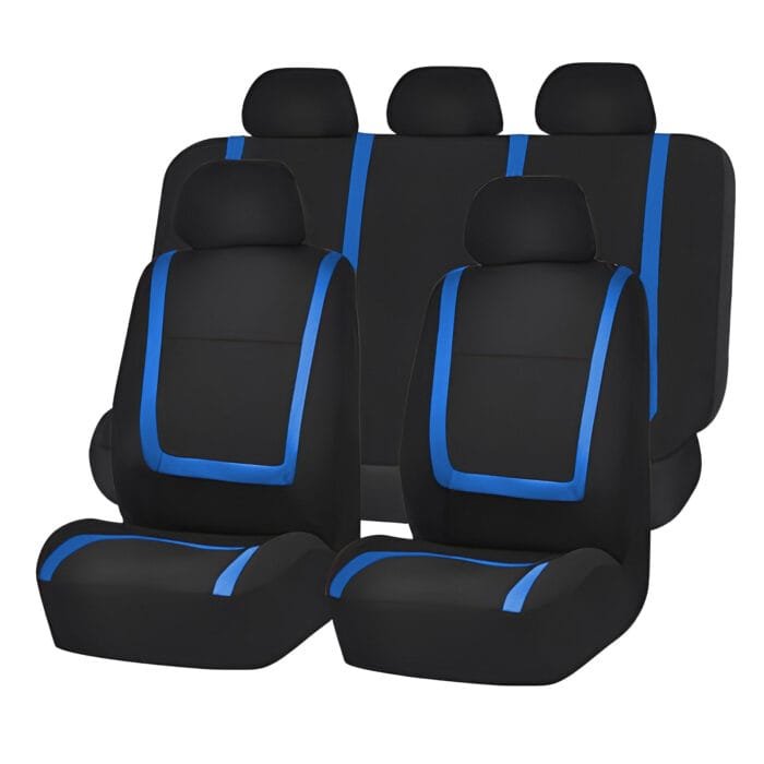 Set huse scaun auto ieftine, Universale 9 piese, model BLUE LINE - ALBASTRU - imagine 1