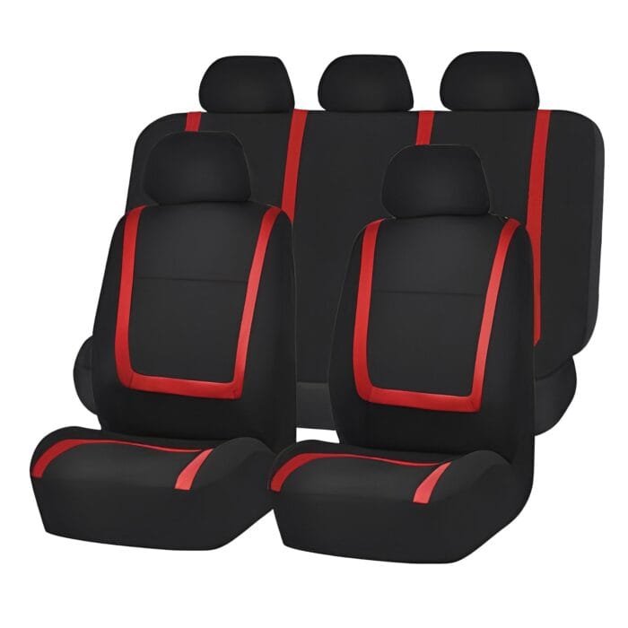Set huse scaun auto ieftine, Universale 9 piese, model RED LINE - ROSU - imagine 1