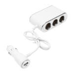 Adaptor bricheta auto tripla 12/24V, iluminata LED, cu intrerupator individual si 1 port USB, 5V, 2.1A - imagine 4