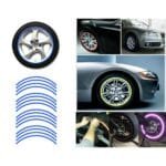 Set 16 ornamente Reflectorizante pentru jante auto, moto, culoare Albastra - imagine 5