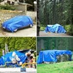 Prelata Impermeabila cu ochiuri metalice de prindere, dimensiune 4,0m x 5,0m, densitate 80g/m2, culoare albastra - imagine 3