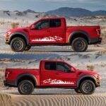 Set 2 stickere autoadezive pentru vehicule Off Road, model "Forest & Mountains", dimensiune 100 x 20 cm, culoare Alba