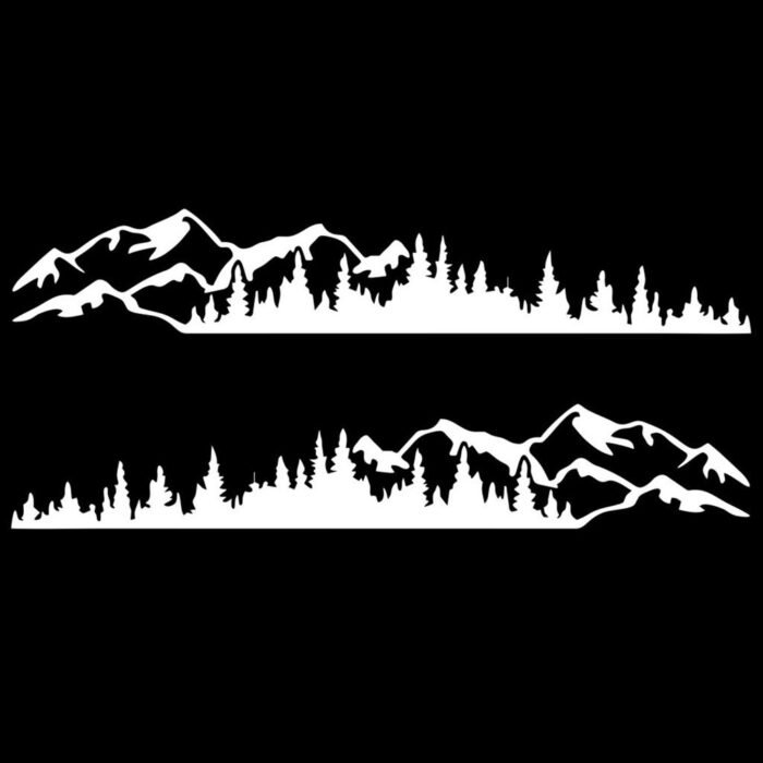 Set 2 stickere autoadezive pentru vehicule Off Road, model "Forest & Mountains", dimensiune 100 x 20 cm, culoare Alba - imagine 4