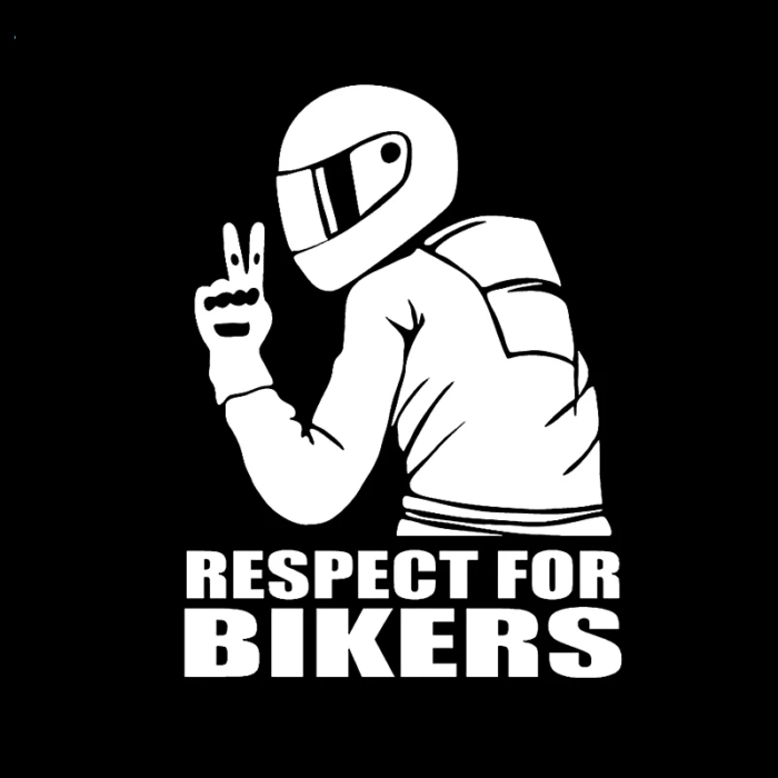 Sticker autoadeziv pentru vehicule Off Road, model "Respect For Bikers", dimensiune 17 x 12 cm, culoare Alba - imagine 3
