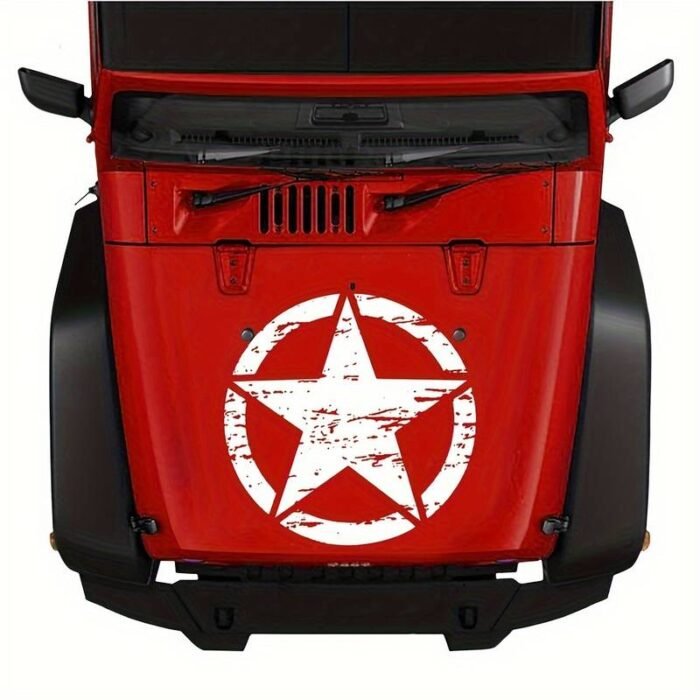 Sticker autoadeziv pentru vehicule Off Road, model "Rusted Army Star", dimensiune 50 x 50 cm, culoare Alba - imagine 1