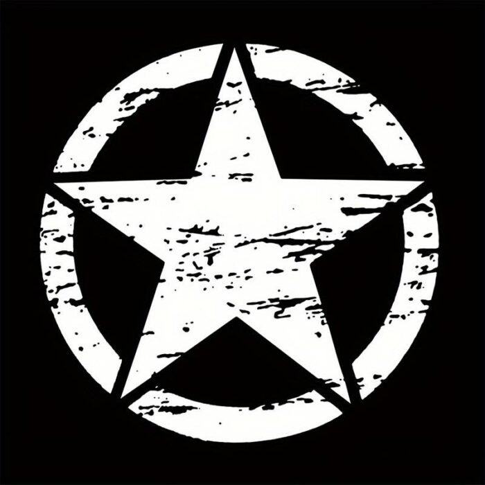 Sticker autoadeziv pentru vehicule Off Road, model "Rusted Army Star", dimensiune 50 x 50 cm, culoare Alba - imagine 3