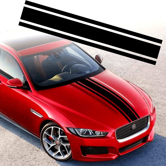 Sticker autoadeziv Tuning, model "Triple Stripes", dimensiune 125 x 22 cm, culoare Neagra - imagine 1