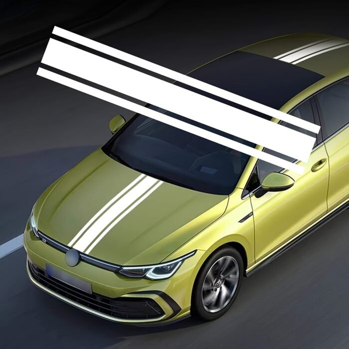 Sticker autoadeziv Tuning, model "Triple Stripes", dimensiune 125 x 22 cm, culoare Alba - imagine 1