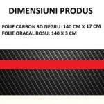 Sticker autoadeziv Tuning, model "Rally Stripe Carbon 3D", dimensiune 140 x 17 cm, culoare Negru/Rosu - imagine 3