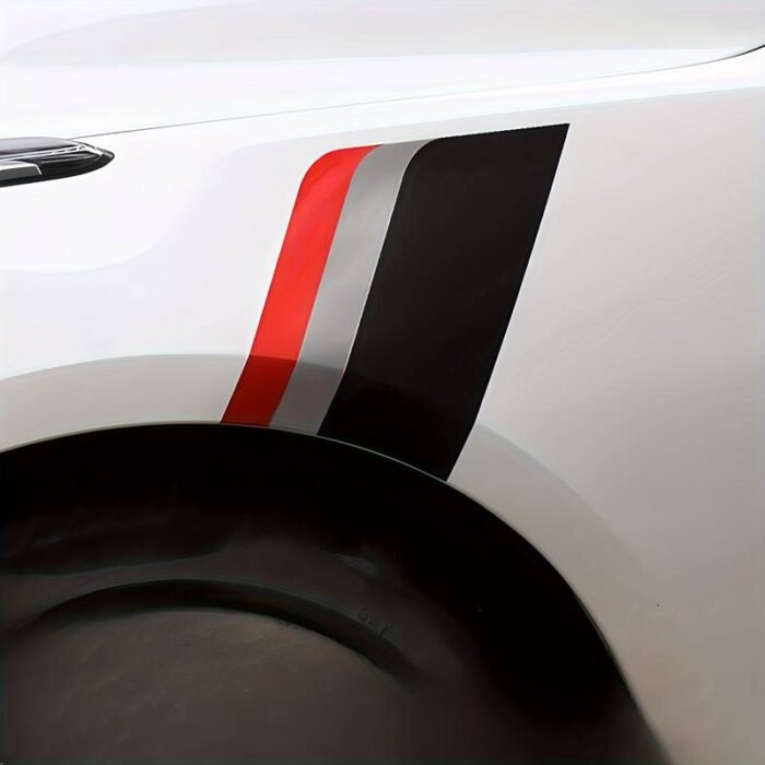 Sticker autoadeziv Tuning, model "Racing Flag", dimensiune 30 x 24 x 17 cm, culoare Negru/Argintiu/Rosu - imagine 1