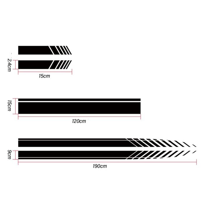 Set 5 stickere autoadezive Tuning, model "Racing Stripes V1", dimensiune 190 cm, culoare Neagra - imagine 4