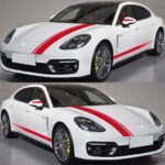 Set 5 stickere autoadezive Tuning, model "Racing Stripes V1", dimensiune 190 cm, culoare Rosie - imagine 3