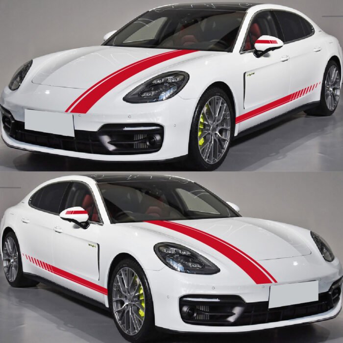 Set 5 stickere autoadezive Tuning, model "Racing Stripes V1", dimensiune 190 cm, culoare Rosie - imagine 3