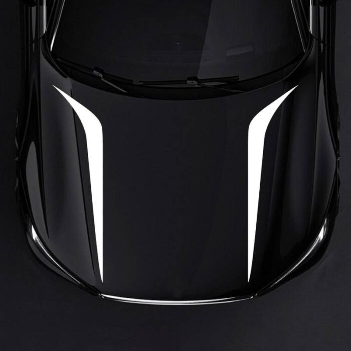 Set 2 stickere autoadezive Tuning, model "Hood Stripes V2", dimensiune 100 x 26 cm, culoare Alba - imagine 1