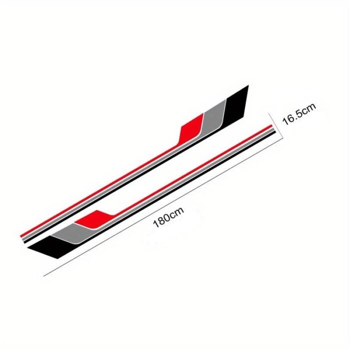 Set 2 stickere autoadezive Tuning, model "Racing Stripes V2", dimensiune 180 x 16,5 cm, culoare Negru + Gri + Rosu - imagine 4